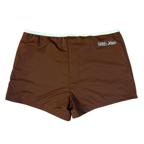 With Jean Brown Swim Shorts Size Medium - Picture 1 of 3